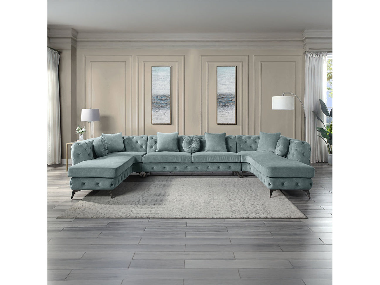 Atronia Deep Green "U" Shaped Sectional Sofa - Ornate Home