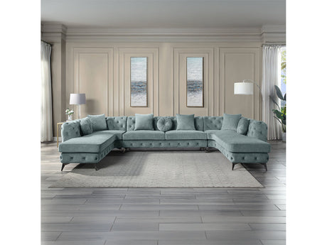 Atronia Deep Green "U" Shaped Sectional Sofa - Ornate Home