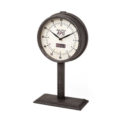 Attalack Black Metal Round Face Table Clock - Ornate Home