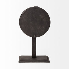 Attalack Black Metal Round Face Table Clock - Ornate Home