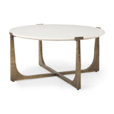 Atticus Antiqued Gold Marble and Metal Coffee Table - Ornate Home