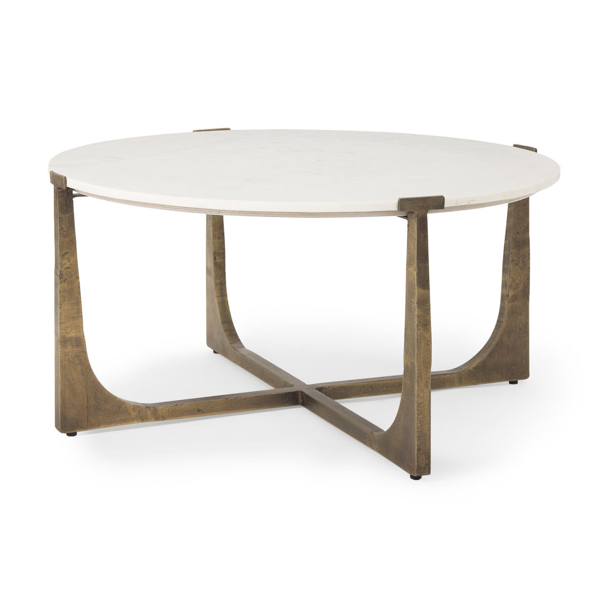 Atticus Antiqued Gold Marble and Metal Coffee Table - Ornate Home