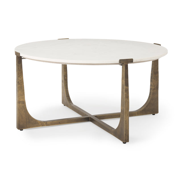 Atticus Antiqued Gold Marble and Metal Coffee Table - Ornate Home