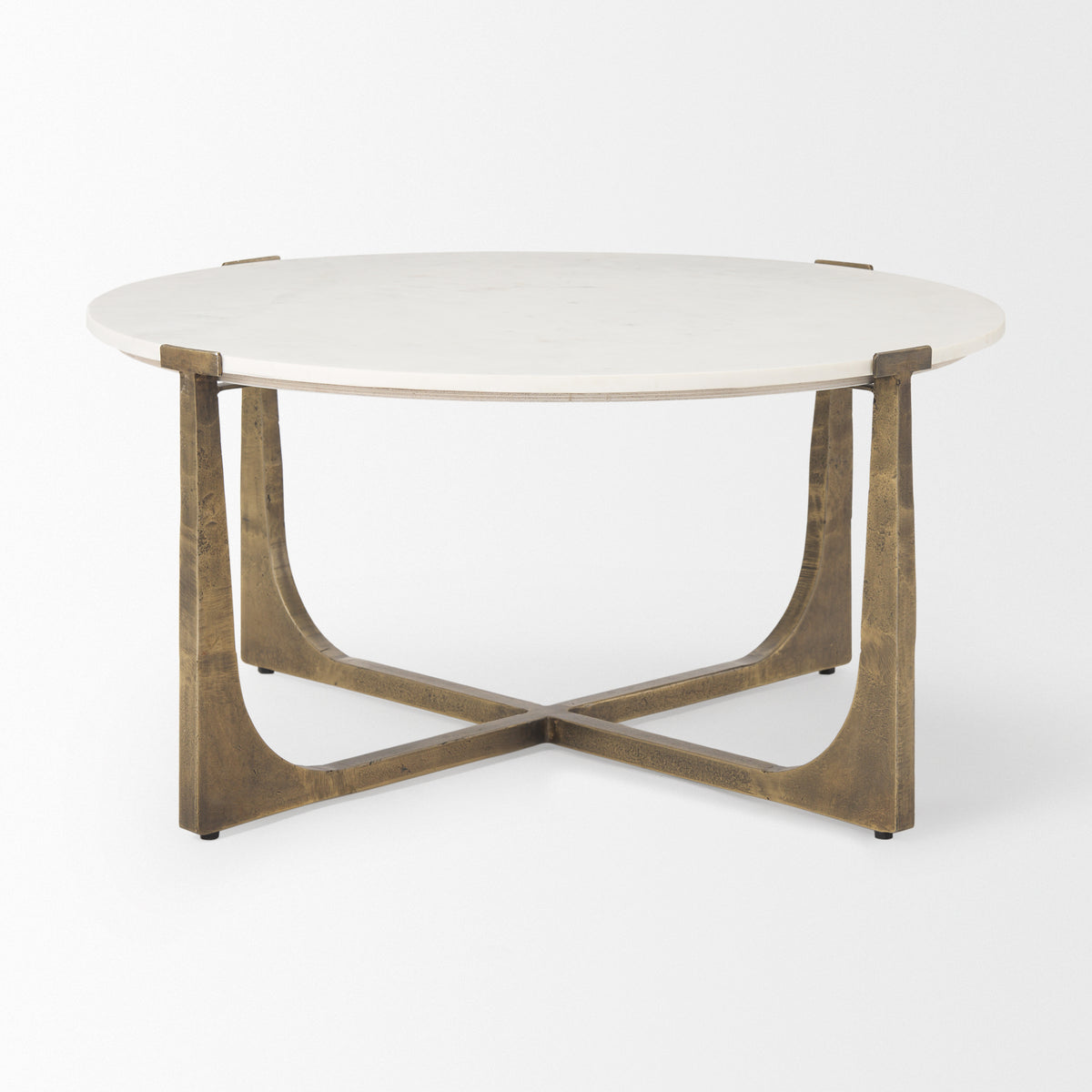 Atticus Antiqued Gold Marble and Metal Coffee Table - Ornate Home