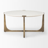 Atticus Antiqued Gold Marble and Metal Coffee Table - Ornate Home