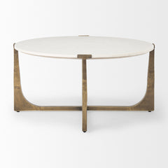 Atticus Antiqued Gold Marble and Metal Coffee Table - Ornate Home