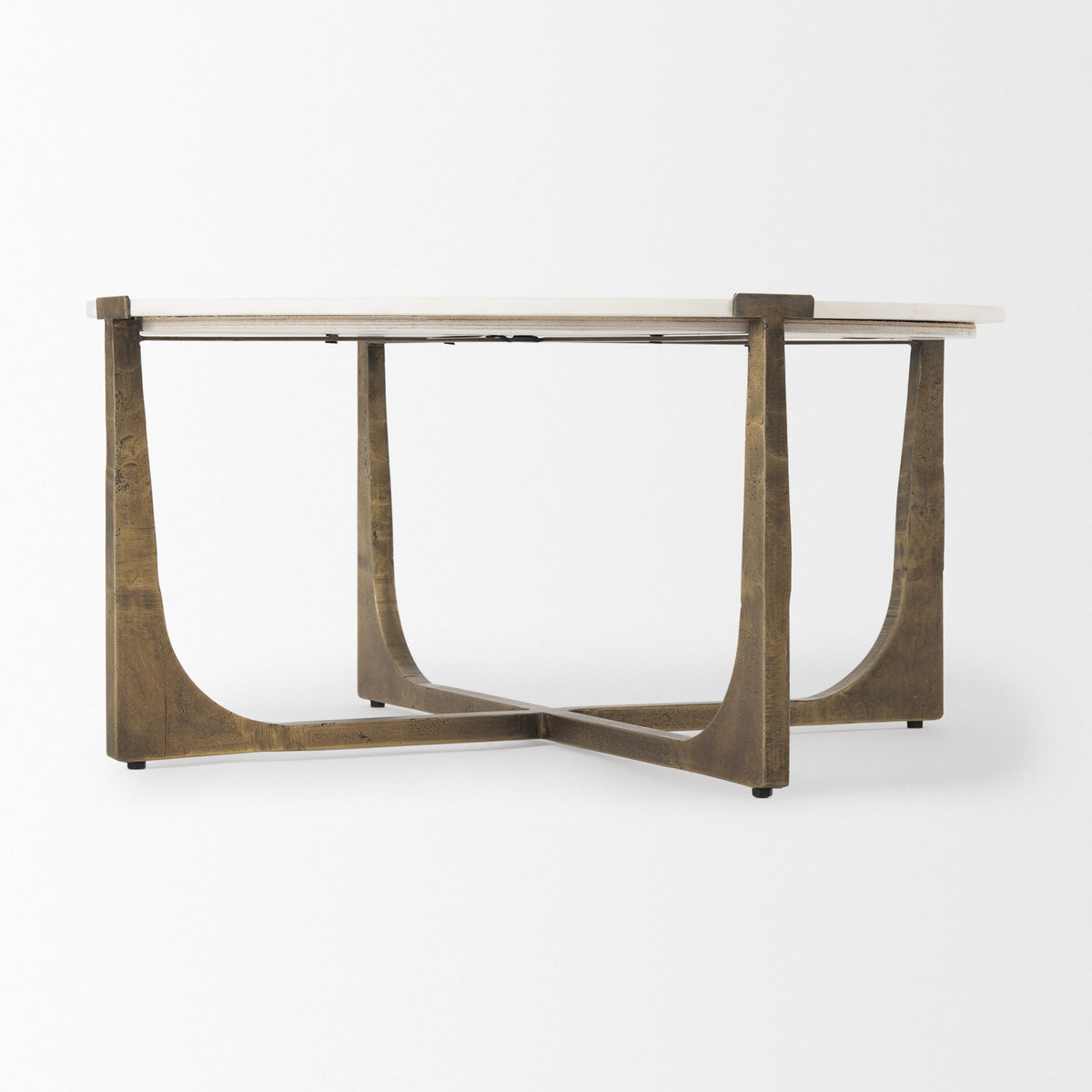 Atticus Antiqued Gold Marble and Metal Coffee Table - Ornate Home