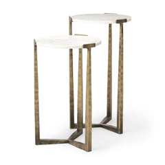 Atticus Antiqued Gold Marble and Metal Nesting Accent Tables (Set of 2) - Ornate Home
