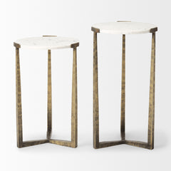 Atticus Antiqued Gold Marble and Metal Nesting Accent Tables (Set of 2) - Ornate Home