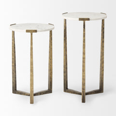Atticus Antiqued Gold Marble and Metal Nesting Accent Tables (Set of 2) - Ornate Home