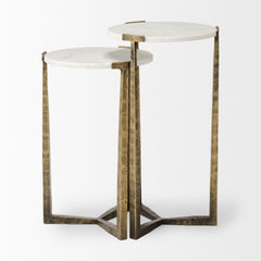 Atticus Antiqued Gold Marble and Metal Nesting Accent Tables (Set of 2) - Ornate Home