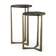 Atticus Black/Antiqued Gold Wood and Metal Nesting Accent Tables (Set of 2) - Ornate Home