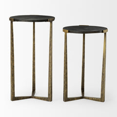 Atticus Black/Antiqued Gold Wood and Metal Nesting Accent Tables (Set of 2) - Ornate Home