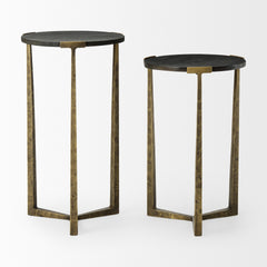 Atticus Black/Antiqued Gold Wood and Metal Nesting Accent Tables (Set of 2) - Ornate Home