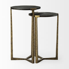Atticus Black/Antiqued Gold Wood and Metal Nesting Accent Tables (Set of 2) - Ornate Home