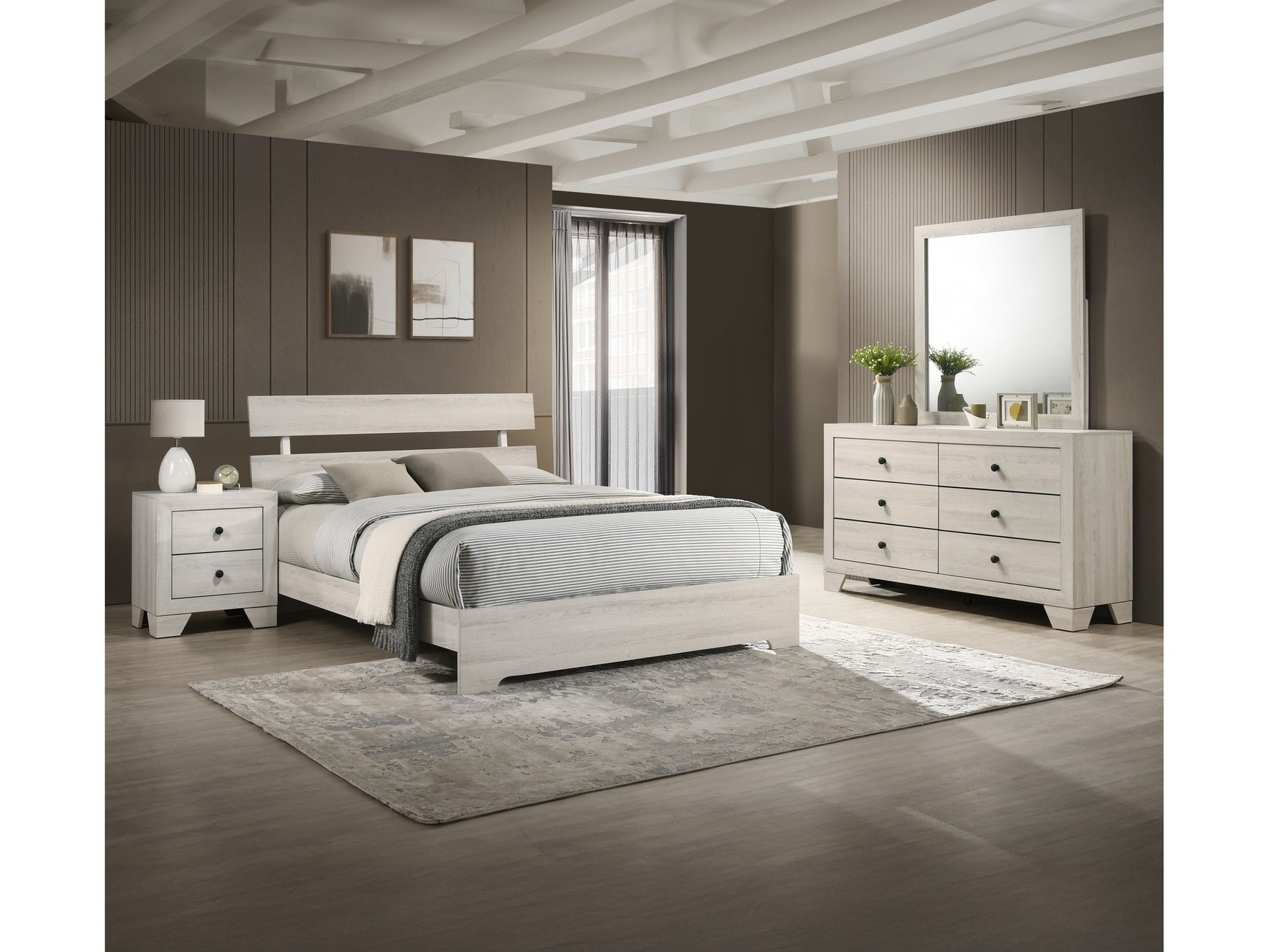 Atticus White Platform Bedroom Set - Ornate Home