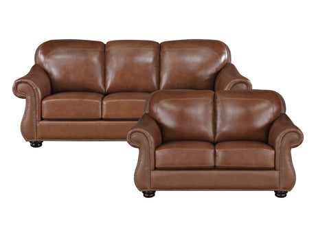Attleboro Camel Brown Sofa & Loveseat - Ornate Home