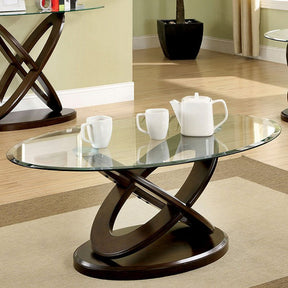 Atwood Dark Walnut Oval Coffee Table - Ornate Home