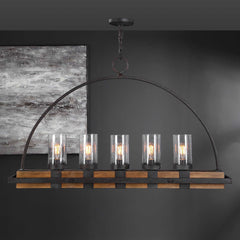 Atwood Multicolor 5 Light Rustic Linear Chandelier - Ornate Home