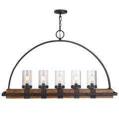 Atwood Multicolor 5 Light Rustic Linear Chandelier - Ornate Home