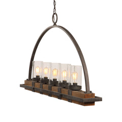 Atwood Multicolor 5 Light Rustic Linear Chandelier - Ornate Home