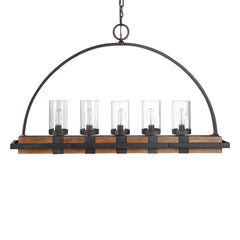 Atwood Multicolor 5 Light Rustic Linear Chandelier - Ornate Home