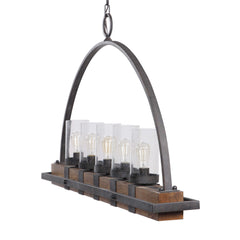 Atwood Multicolor 5 Light Rustic Linear Chandelier - Ornate Home