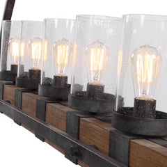 Atwood Multicolor 5 Light Rustic Linear Chandelier - Ornate Home