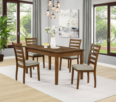 Atwood Warm Brown 5-piece Rectangular Wood Dining Set - Ornate Home