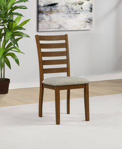 Atwood Warm Brown Wood Dining Side Chair Upholstered Seat - Ornate Home