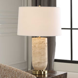 Aubrey Brown/Gold Travertine Table Lamp - Ornate Home