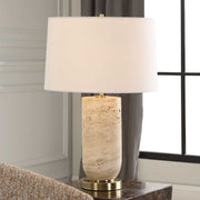 Aubrey Brown/Gold Travertine Table Lamp - Ornate Home