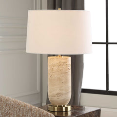 Aubrey Brown/Gold Travertine Table Lamp - Ornate Home