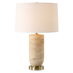 Aubrey Brown/Gold Travertine Table Lamp - Ornate Home