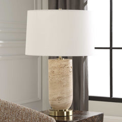 Aubrey Brown/Gold Travertine Table Lamp - Ornate Home