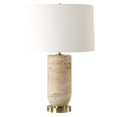 Aubrey Brown/Gold Travertine Table Lamp - Ornate Home