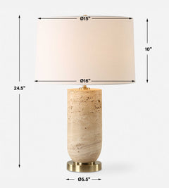 Aubrey Brown/Gold Travertine Table Lamp - Ornate Home