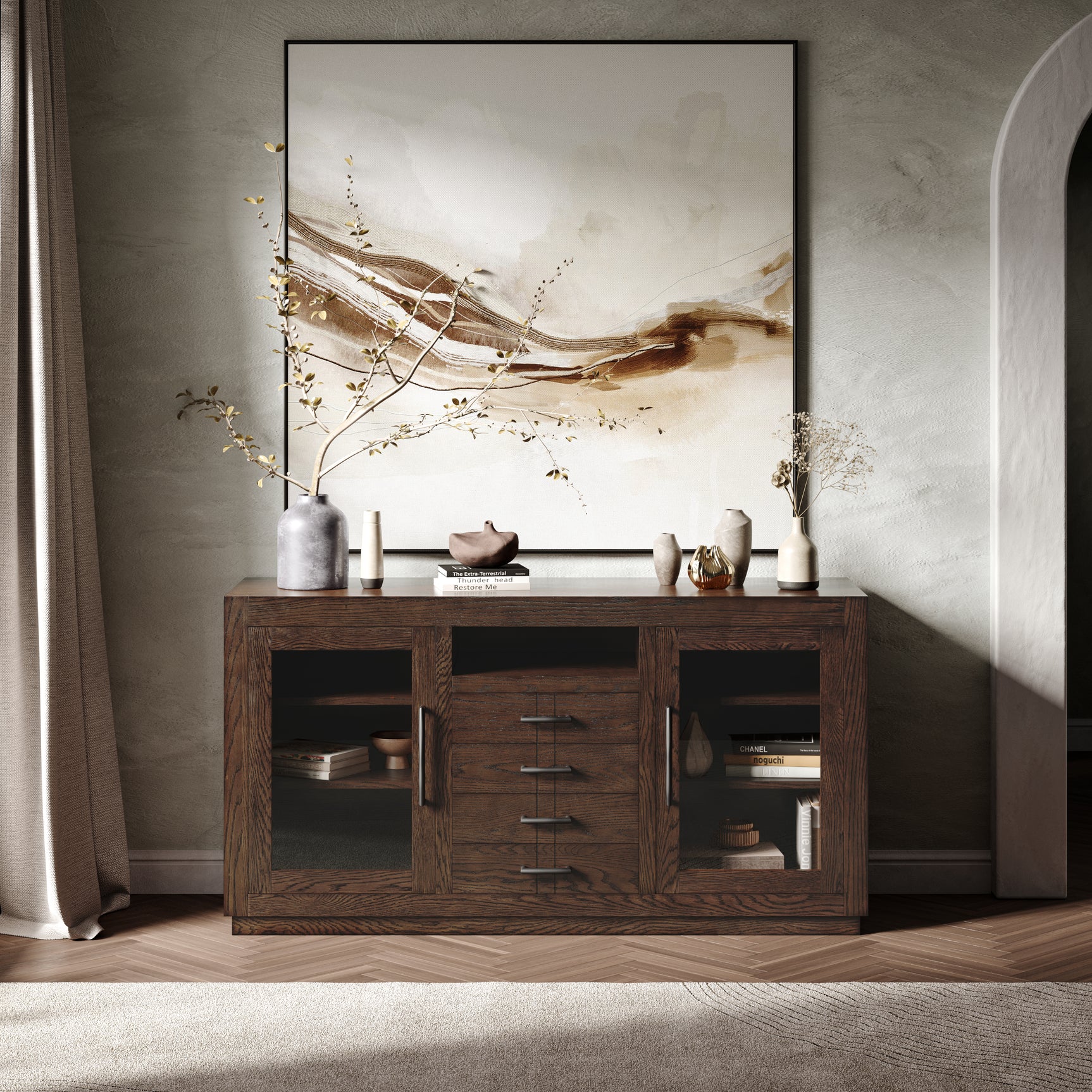Auburn Hills Dark Oak 60 Console - Ornate Home