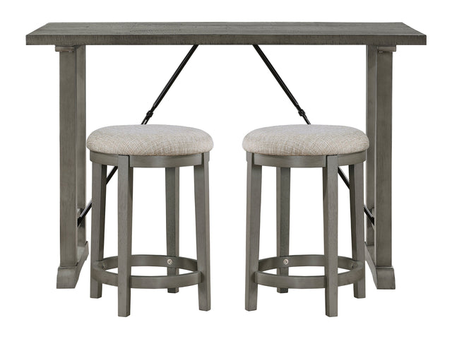 Auburndale Light Gray/Gray 3-Piece Counter Height Set - Ornate Home