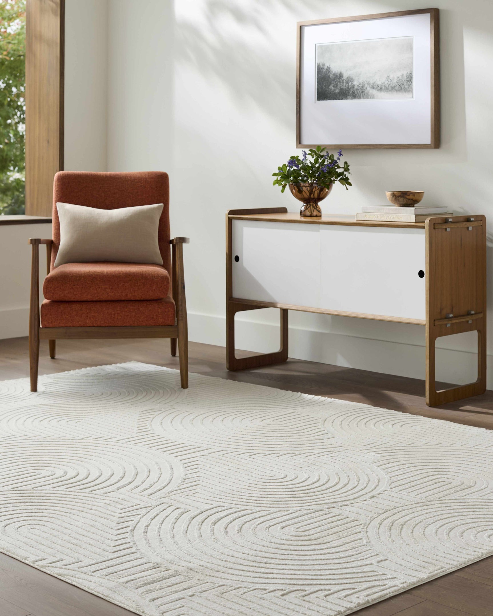 Aucoin Cream 3D Rainbow Washable Area Rug - Ornate Home