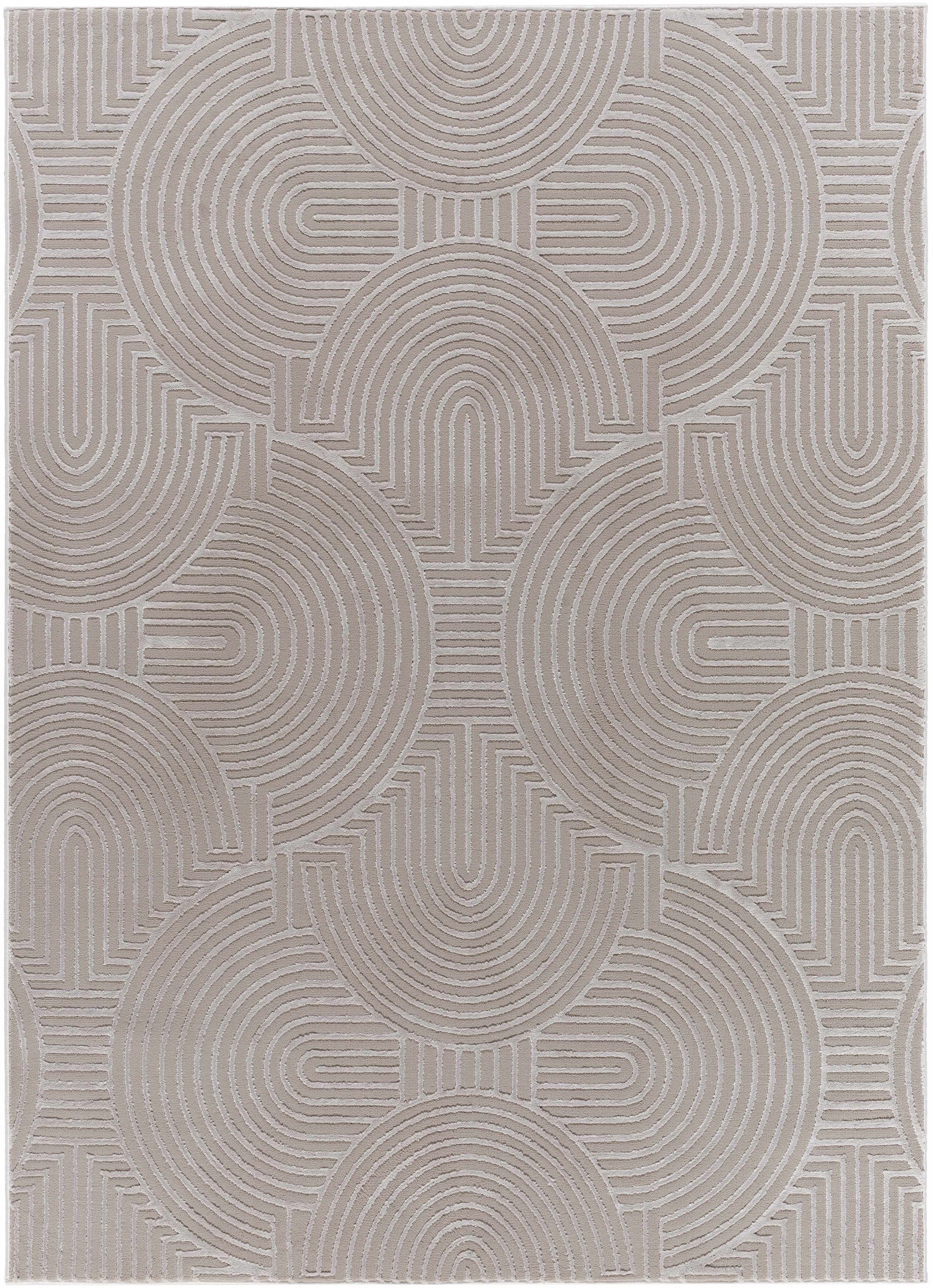 Aucoin Taupe 3D Rainbow Washable Area Rug - Ornate Home