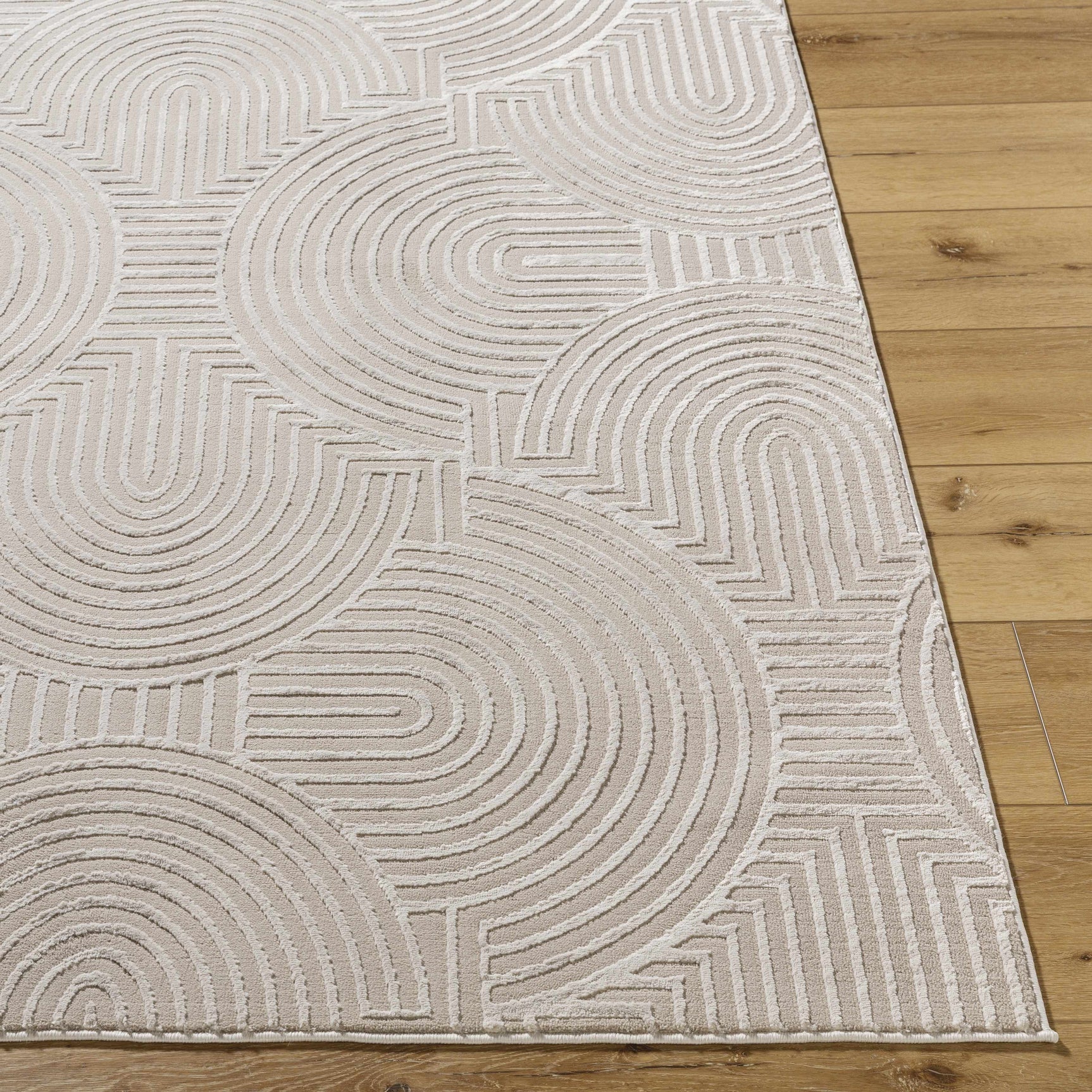Aucoin Taupe 3D Rainbow Washable Area Rug - Ornate Home