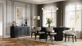 Auden Black Double Ped Dining Table w/ 6 Tate Chair - Ornate Home