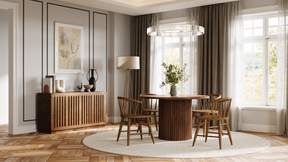 Auden Chestnut 48 Dining Table w/ 4 Fitz Chairs - Ornate Home