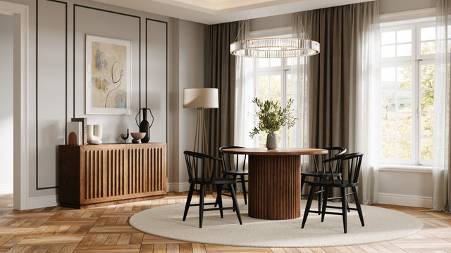 Auden Chestnut/Black 48 Dining Table w/ 4 Fitz Chairs - Ornate Home