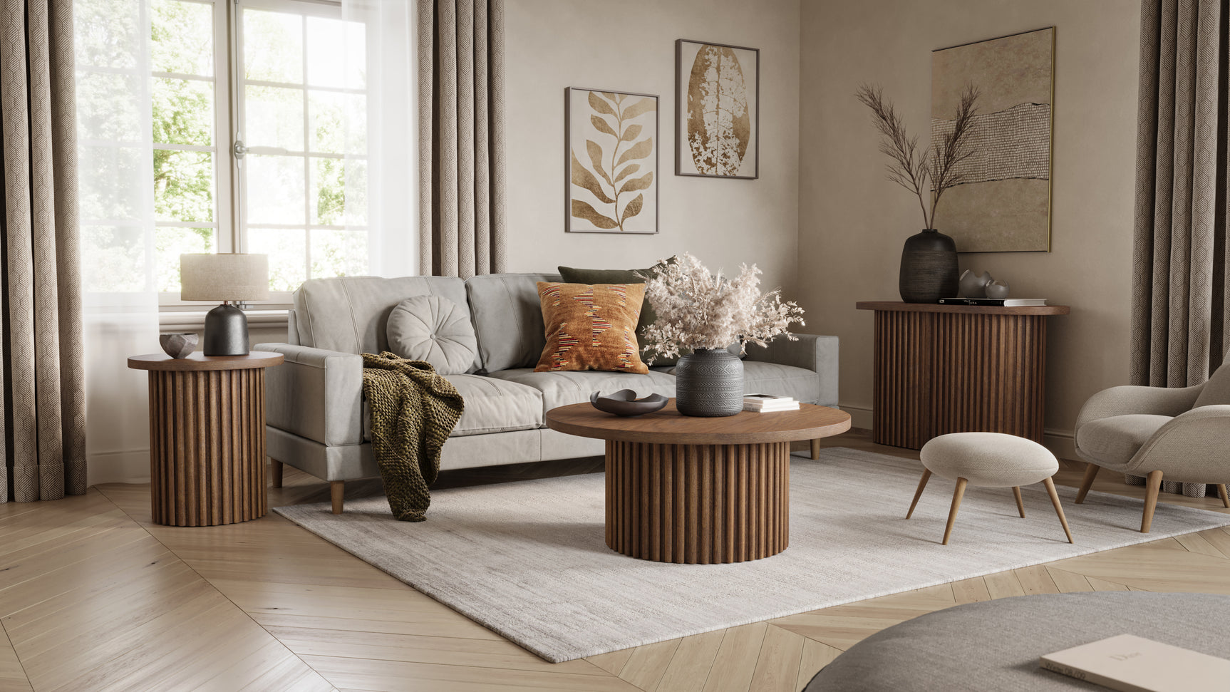Auden Chestnut Round Cocktail Table - Ornate Home