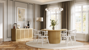 Auden Natural/White 60 Dining Table w/ 4 Fitz Chairs - Ornate Home