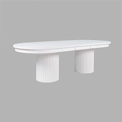 Auden White Double Ped Dining Table w/ 6 Beck Chair - Ornate Home
