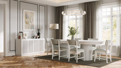 Auden White Double Ped Dining Table w/ 6 Beck Chair - Ornate Home