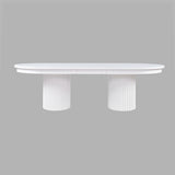 Auden White Double Ped Dining Table w/ 6 Beck Chair - Ornate Home
